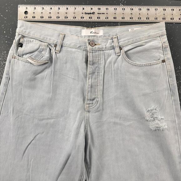 KanCan Jeans Women 36x34 Light Wash Distressed Button Fly Baggy Bell Bottom EUC - Picture 2 of 9